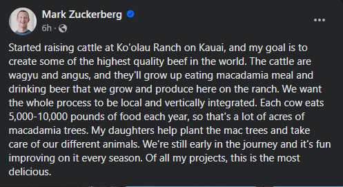 Mark Zuckerberg Facebook post