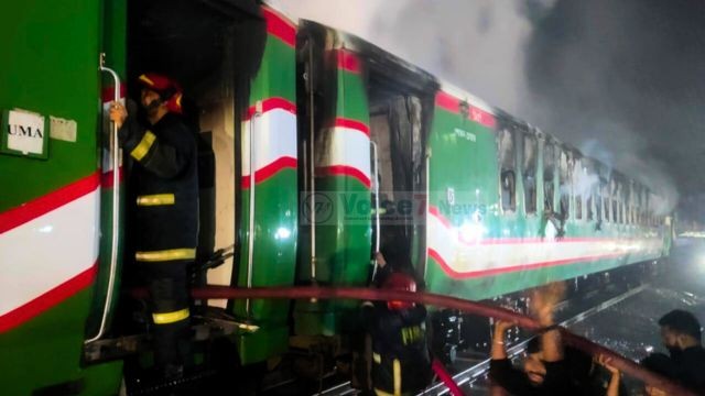 Friday set of fire train in Dhaka