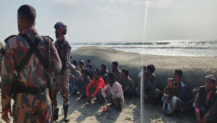 A fishing boat carrying 36 Rohingyas reaches the coast of Bangladesh through the sea route. They are now under the custody of BGB.