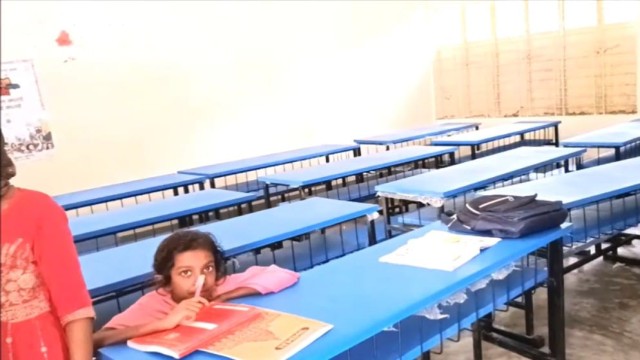 Classrooms remain mostly empty at Rajapur’s 99 No. Govt. Primary School, where only six students attend daily despite official records showing 51 enrolled.