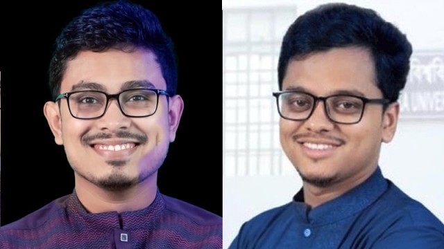 Vice President candidate, (VP) Sadiq Qayem and General Secretary candidate, (GS) S.M. Farhad during the Dhaka University Central Students’ Union (DUCSU) election.