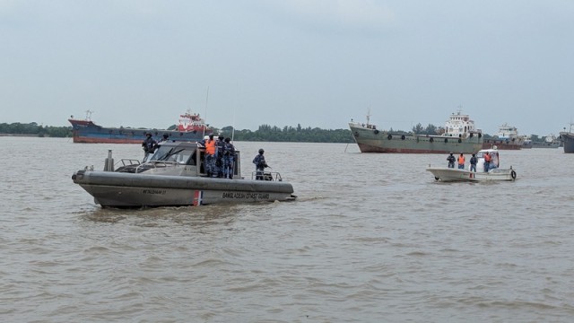 Coast Guard vessels patrol coastal rivers in Mongla to protect mother Hilsa during the breeding season.