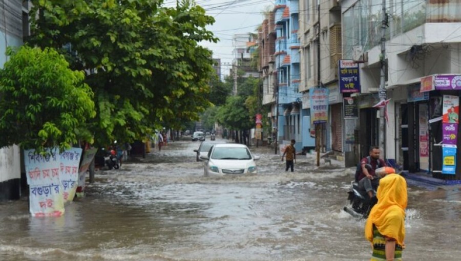 Heavy Rainfall Floods Low-Lying Areas of Rajshahi, Disrupting Daily Life