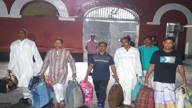 Seven life-term convicts walk out of Rajshahi Central Jail on Monday night after receiving official sentence remission under Section 569 of the Jail Code.