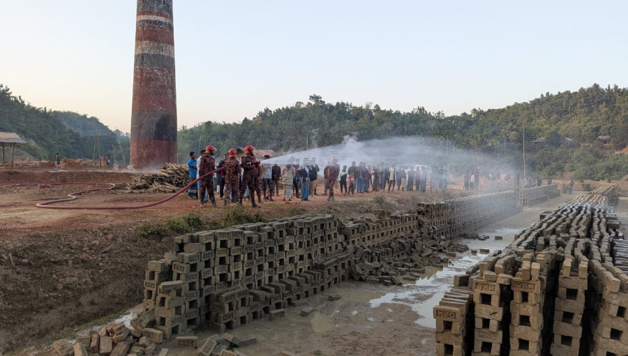 Officials from the mobile court overseeing the destruction of illegal brick kilns in Kaukhali, Rangamati, as part of a day-long operation to enforce environmental laws.