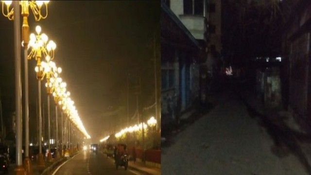 Gleaming Lights on Rajshahi’s Main Roads, Darkness Engulfs Neighborhoods
