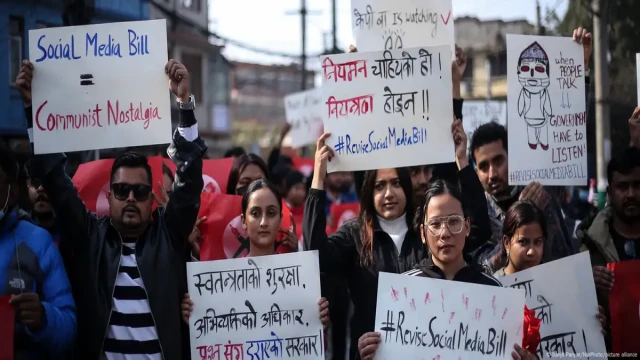 Protesters in Kathmandu voice concern over Nepal’s decision to block Facebook, YouTube, X, and LinkedIn after the platforms failed to register with authorities.
