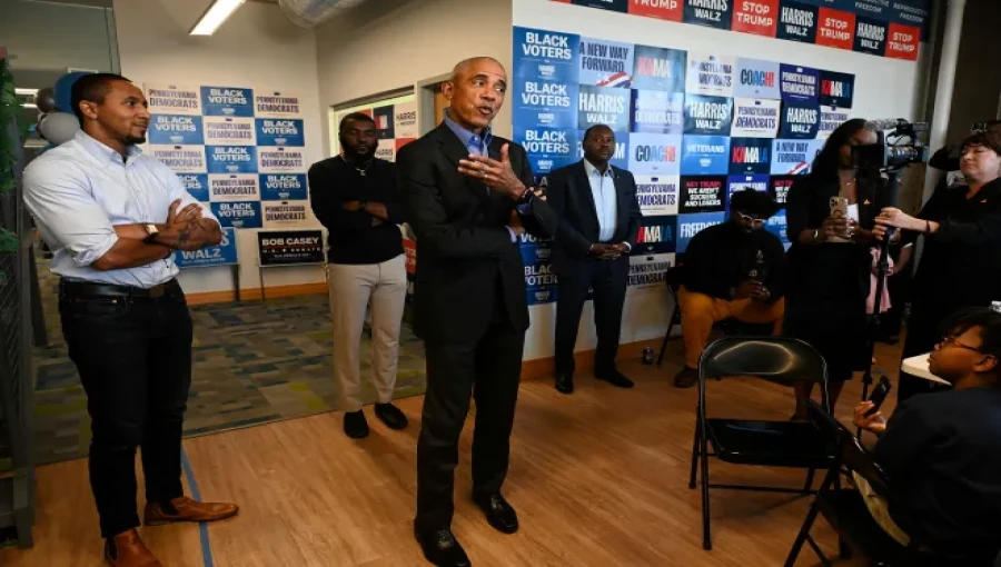 Former President Barack Obama addresses Black male voters in Pittsburgh, urging them to support Vice President Kamala Harris in the upcoming election.