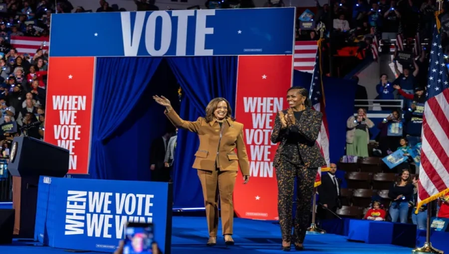 Former First Lady Michelle Obama delivers a passionate speech in Kalamazoo, Michigan, rallying support for Vice President Kamala Harris on the first day of early voting. Obama criticized Donald Trump's leadership and urged women voters to make their voices heard in the upcoming election.