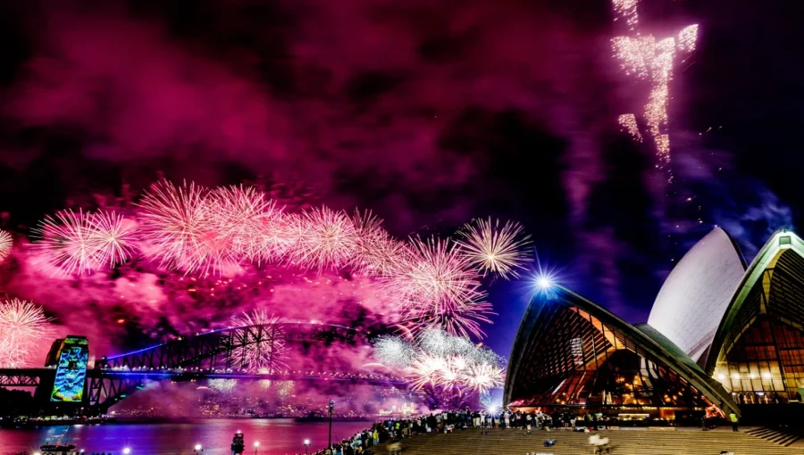 "Fireworks light up the Sydney skyline as over a million revelers gather at the iconic Harbour Bridge to welcome 2025, celebrating with Indigenous performances and a lively singalong led by British pop star Robbie Williams."