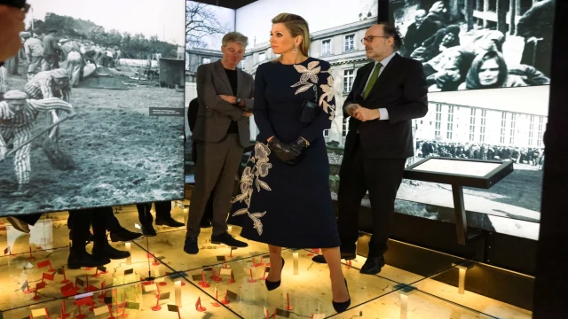 Queen Máxima of the Netherlands visits the Anne Frank exhibition in Lower Manhattan, reflecting on Anne's life and the impact of her story.