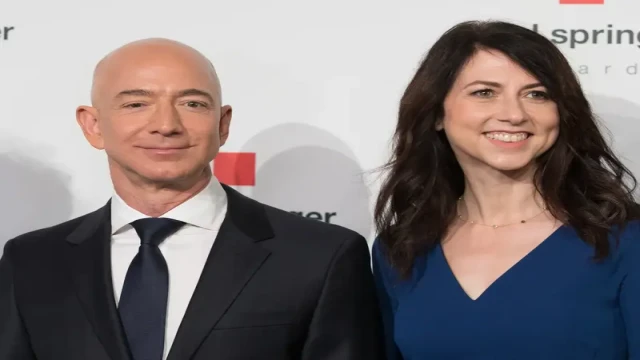 Amazon founder Jeff Bezos and journalist Lauren Sánchez pictured during their wedding celebration in Venice, Italy, on June 27, 2025.
