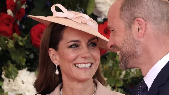 Princess Kate and Prince William welcome French President Macron and First Lady Brigitte during their UK state visit, with Kate stunning in a pink Dior jacket.