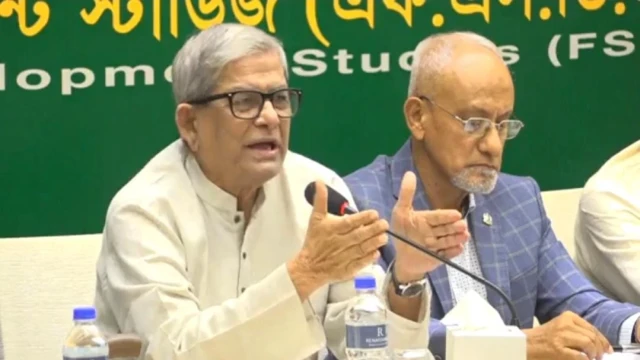 BNP Secretary General Mirza Fakhrul Islam Alamgir addresses a discussion on “National Unity is Essential for National Security,” hosted by the Foundation for Strategic and Development Studies (FSDS) at a hotel in Dhaka’s Gulshan on Sunday.