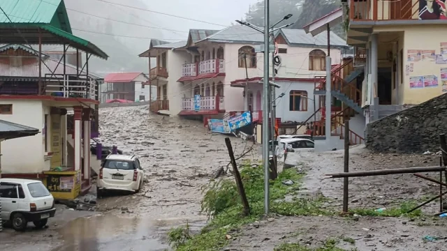 Rescue workers search debris in Dharali village, Uttarkashi, after a flash flood killed at least four and left over 50 missing. [Photo: Al Jazeera]