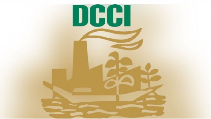 Logo of Dhaka Chamber of Commerce & Industry (DCCI).