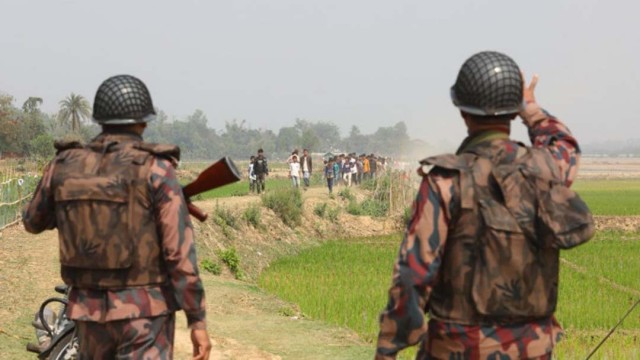 BGB members at the Bangladesh-Myanmar border.