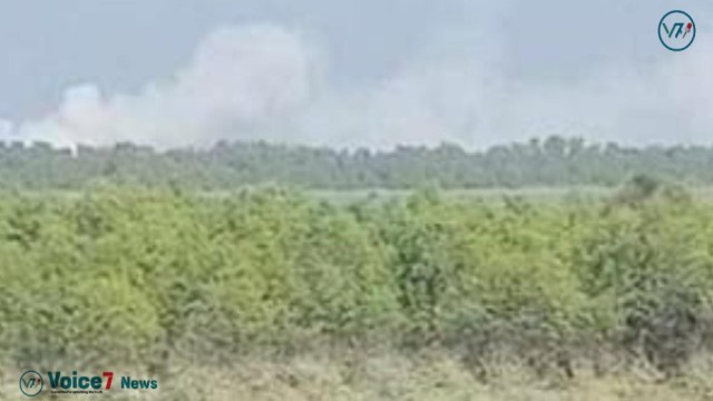 This picture: On Saturday, March 2, residents in the Hnila Union of Teknaf in Cox's Bazar, Myanmar, noticed black smoke east of Chowdhury para.