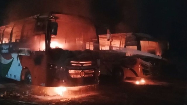 Three Buses Set Ablaze at Jhenaidah Central Bus Terminal