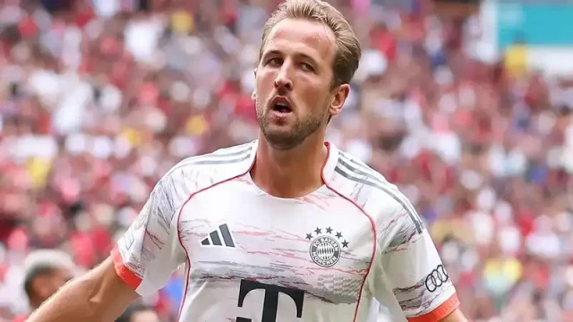 Bayern Munich forward Harry Kane celebrates after scoring against Flamengo during the FIFA Club World Cup match at Hard Rock Stadium. Bayern won 4-2 to advance to the quarterfinals.
