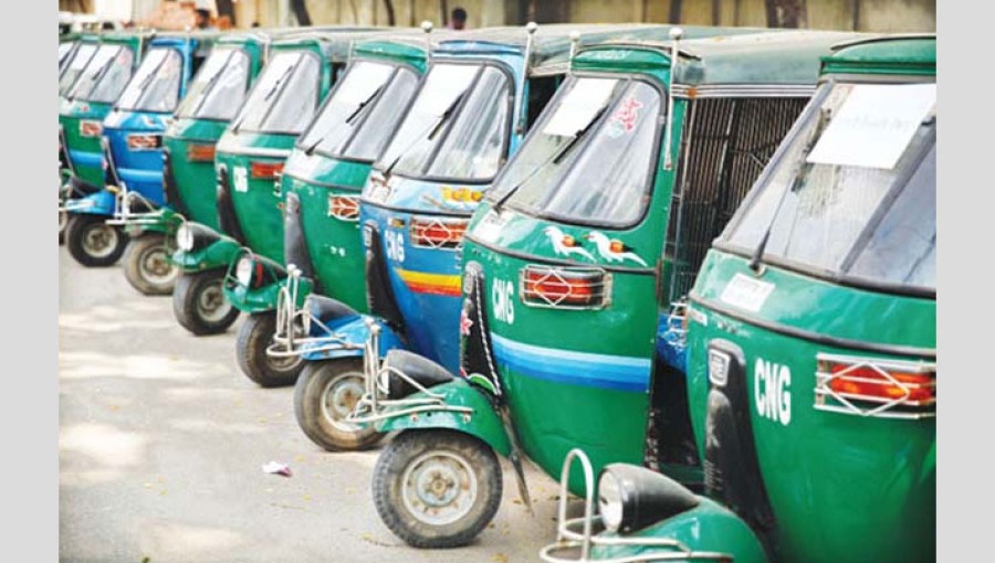 Abruptly stopped CNG Auto-Rickshaw, suffering passengers in Rangpur