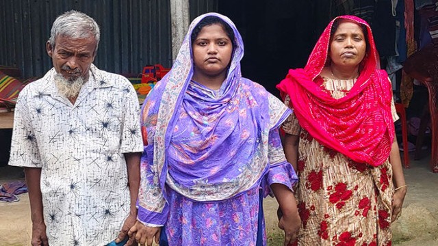 "Sonia, with her mother Rahima Begum and father Mujibur Sheikh, facing life's challenges together in Puthia, Rajshahi."