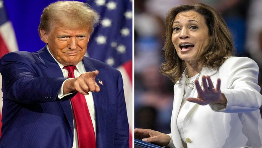 "Trump and Harris ramp up campaign efforts as they vie for crucial swing state votes in the upcoming election."