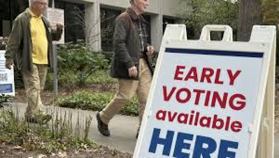 Voters line up at a polling station in Georgia on Election Day 2024. By 2:30 p.m. EDT, 700,000 Georgians had already cast their ballots, with more than 4 million voting early in the state.