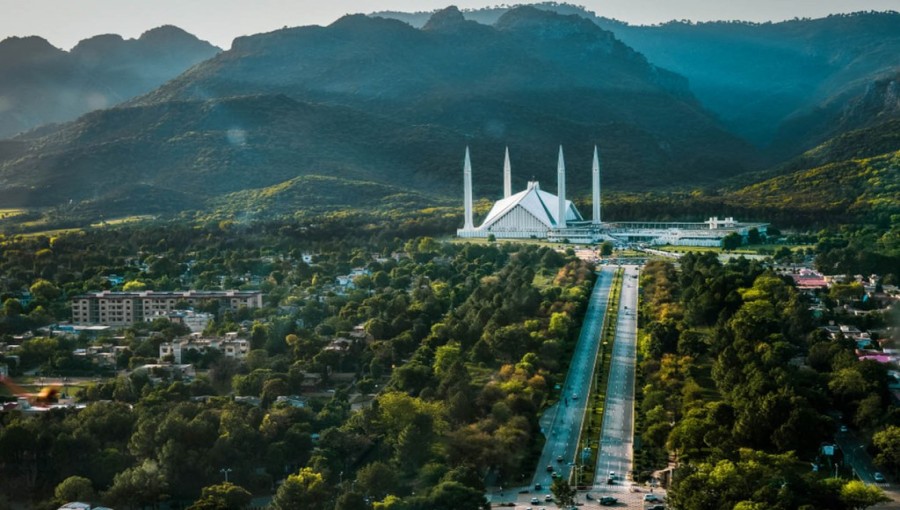 The Faisal Mosque, a beautiful and remarkable structure in Islamabad.