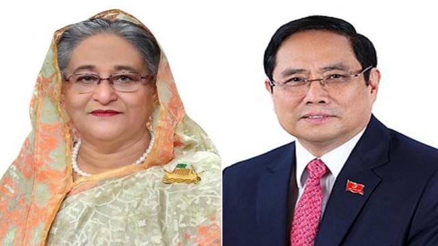 Vietnamese Prime Minister Pham Minh Chinh and Bangladesh PM Sheikh Hasina.