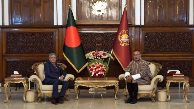 Bhutanese PM Meets President Md. Shahabuddin in Dhaka