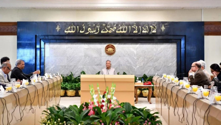 Advisers council adopts condolence motion on the death of AF Hassan Ariff at a special meeting of the council held at the Chief Adviser's Office. Photo: BSS