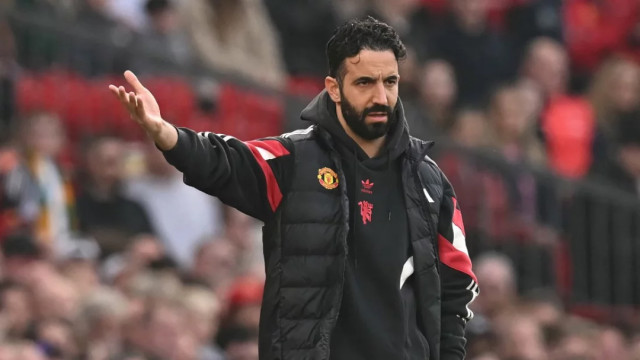 Manchester United head coach Ruben Amorim gestures on the touchline during their Premier League match against Arsenal at Old Trafford, north west England last Sunday Photo: AFP