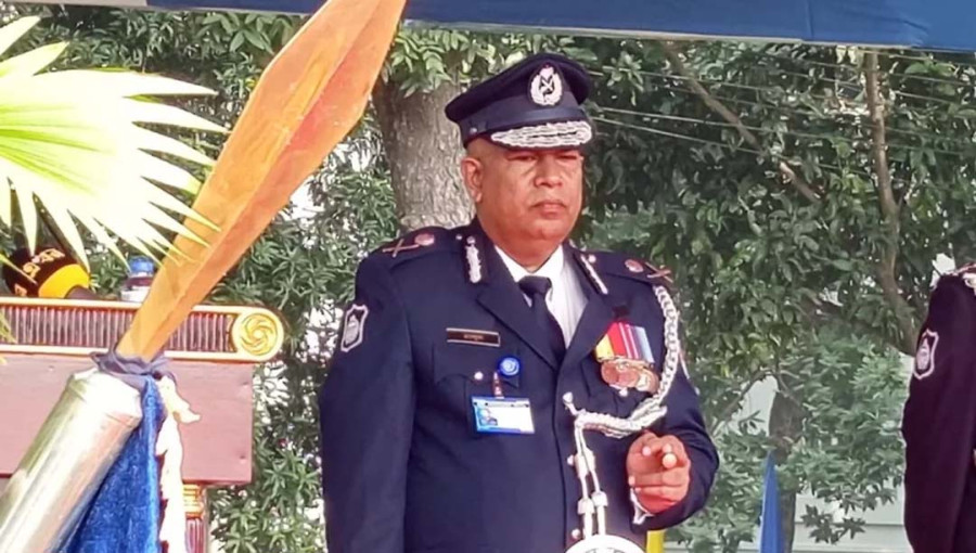 IGP Baharul Alam speaks at the passing-out parade of the 40th Cadet Sub-Inspector batch at the Bangladesh Police Academy in Sardah, Rajshahi on Wednesday, January 15, 2025.