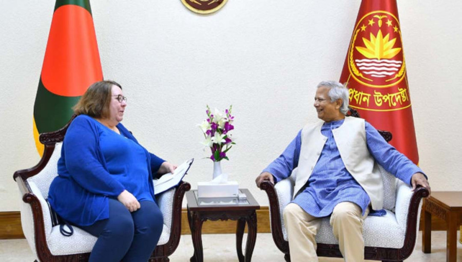 US Embassy Charge d'Affaires Helen LaFave meets Chief Adviser Professor Muhammad Yunus at his office in Dhaka's Tejgaon on 31 October 2024.