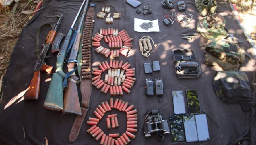 Army seizes large cache of weapons in raid on KNF hideout in Bandarban on Thursday, November 14, 2024.