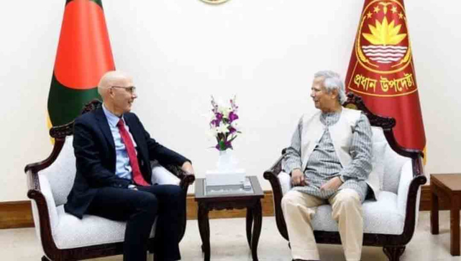 United Nations High Commissioner for Human Rights Volker Türk, left, and Chief Adviser Professor Muhammad Yunus.