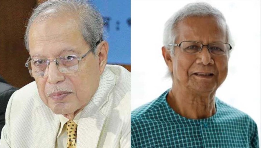 Photo collage of AQM Badruddoza Chowdhury and Prof Yunus.