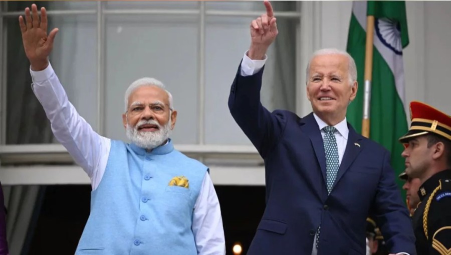 Indian Prime Minister Narendra Modi, left, and US President Joe Biden.