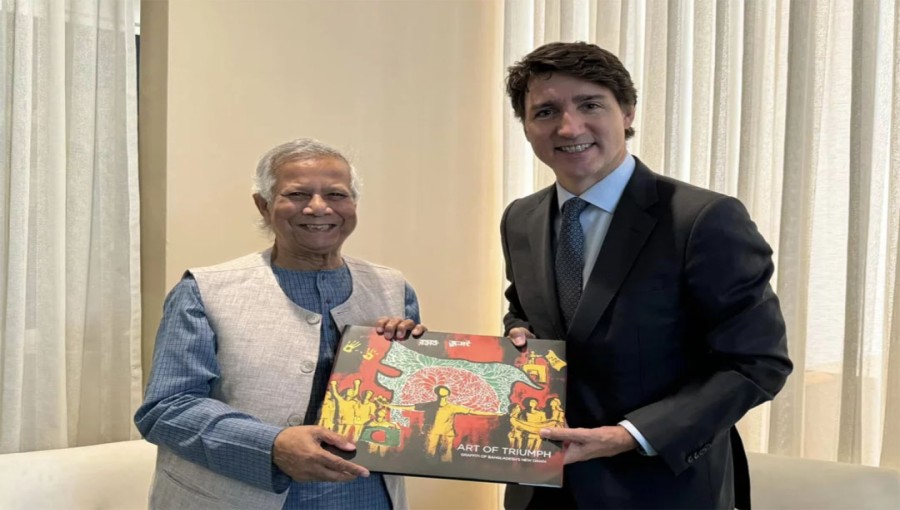 Bangladesh Chief Adviser, Professor Muhammad Yunus presented Prime Minister Trudeau with The Art of Triumph, an art book showcasing murals created by students and young individuals during and after Bangladesh's Revolution.