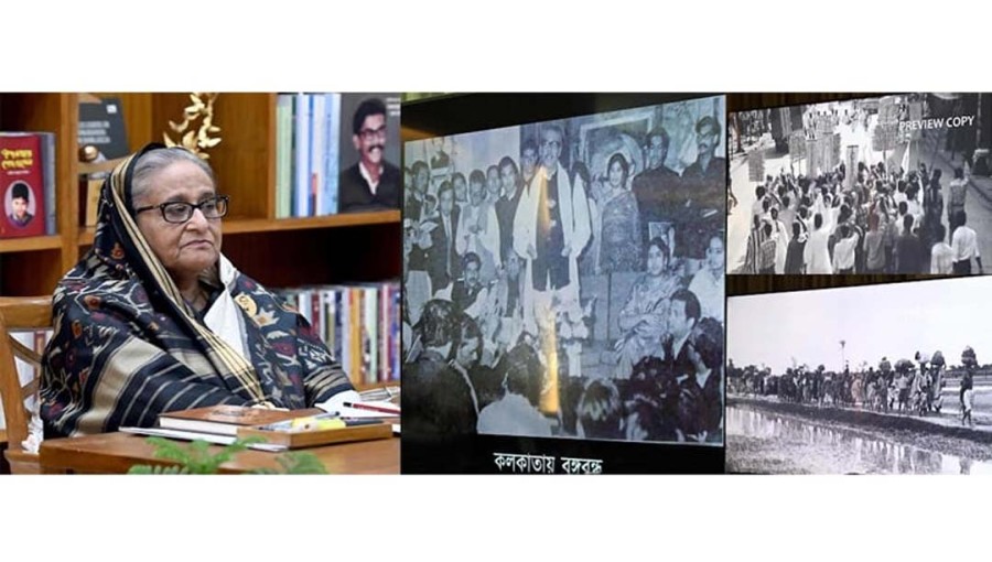 PM witnesses draft copy of documentary "Mujib in Calcutta"