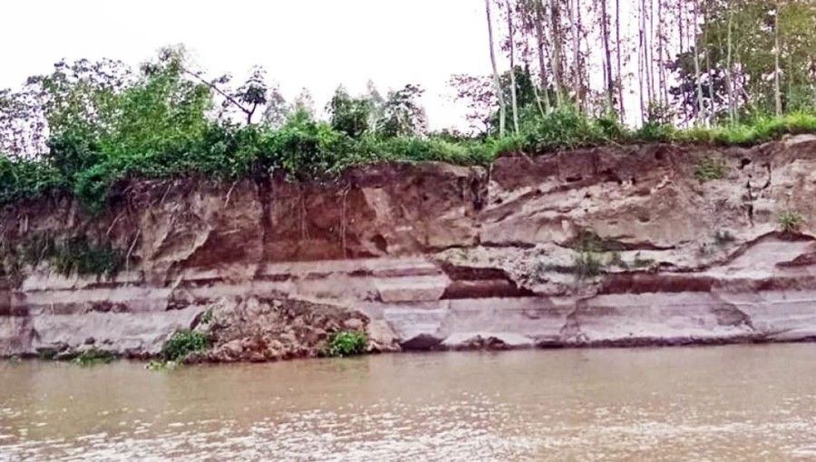 River Erosion in Sariakandi as Water Level Rises in Jamuna