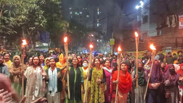 Jagannath University (JnU) students held a torch rally on Sunday, March 9, 2025.