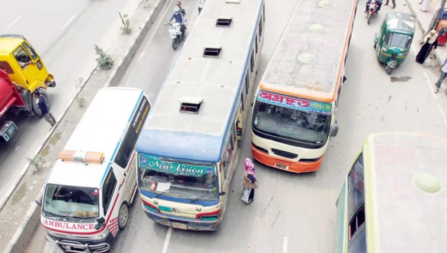 File image of vehicles on a road.