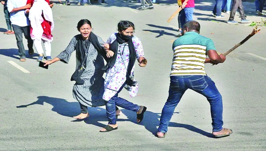 A tense scene unfolds at Dhaka University as violence erupts during a rally, with Bangladesh Chhatra League (BCL) activists accused of attacking quota protestors.