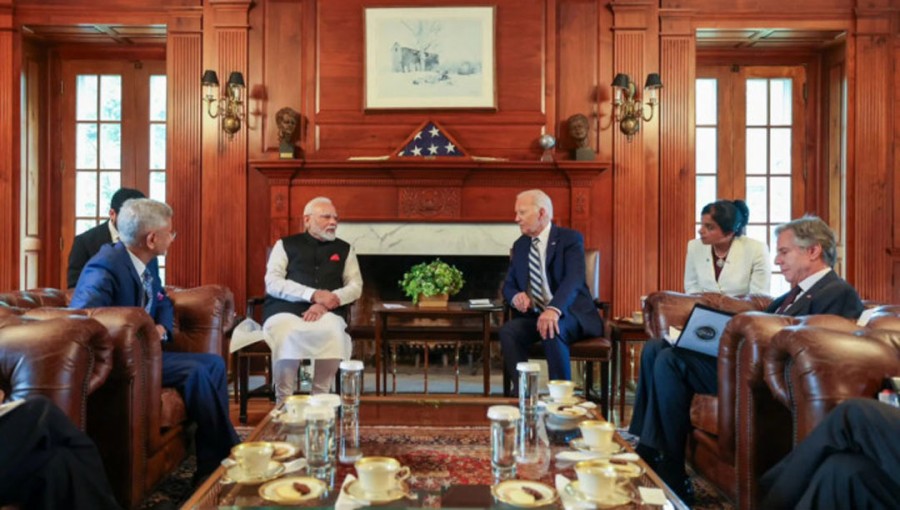 India PM Narendra Modi and US President Joe Biden hold bilateral talks in Wilmington, Delaware on 21 September.