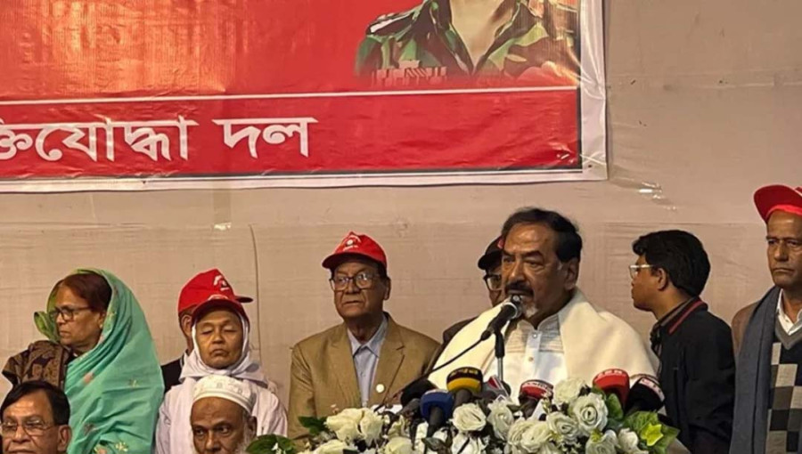 BNP Standing Committee Member Major (Retd) Hafiz Uddin Ahmed speaks at a seminar titled ‘The Liberation War of 1971: The Nation’s Greatest Pride in a Thousand Years’ organized by the Bangladesh Nationalist Freedom Fighters’ Party at the National Press Club on January 9, 2025.