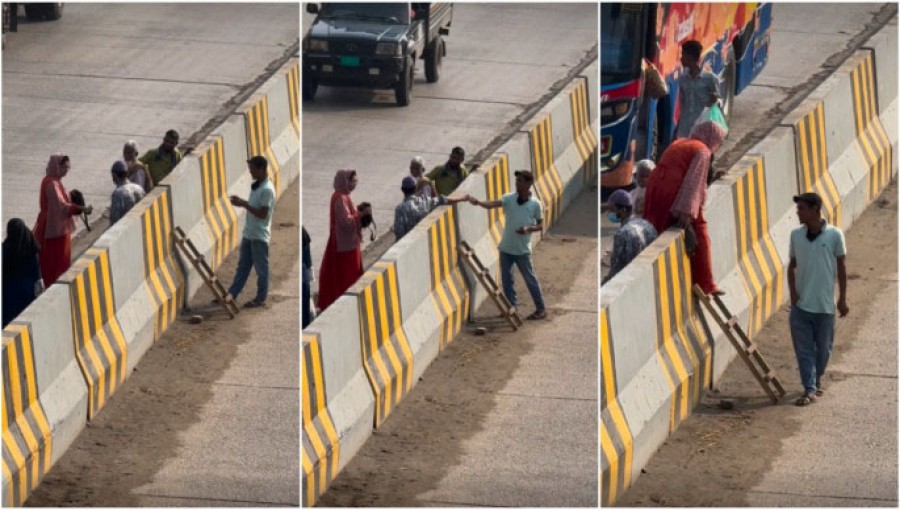 Man Arrested for Charging Toll to Cross Highway Divider with Ladders