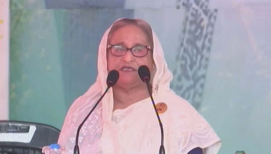 PM Hasina Distributes Relief Among Cyclone Victims in Patuakhali.