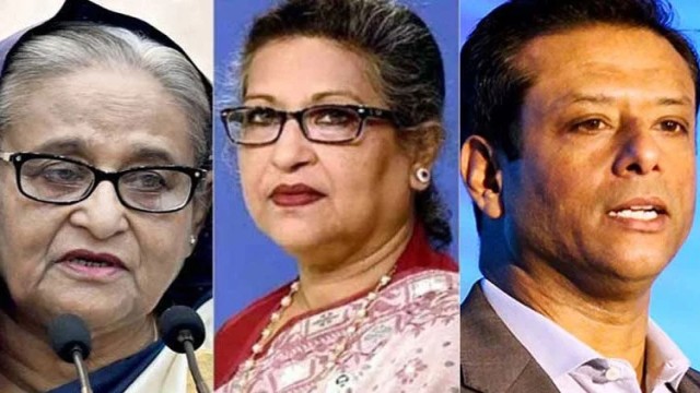 Sheikh Hasina, former Prime Minister of Bangladesh,  Sheikh Rehana, sister of Sheikh Hasina and Sajeeb Wazed Joy, ICT advisor and son of Sheikh Hasina.